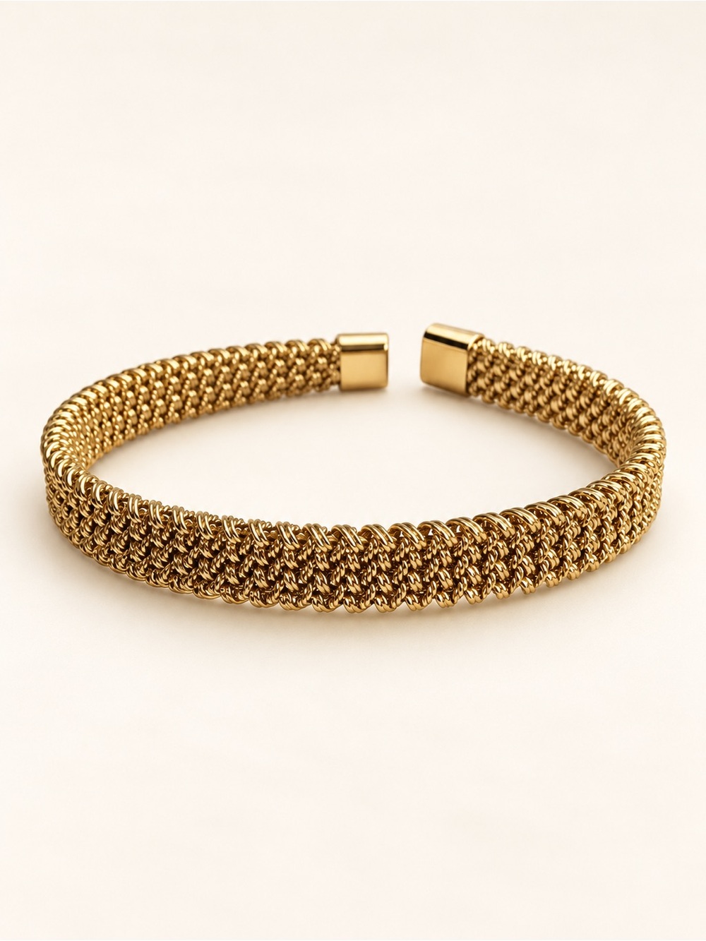 Gold Plated Womens Braided Chain Bracelet -